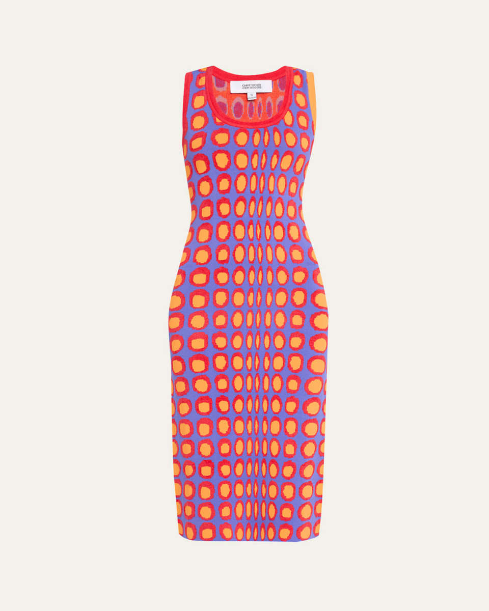 Wiggle Dot Jacquard Midi Tank Dress